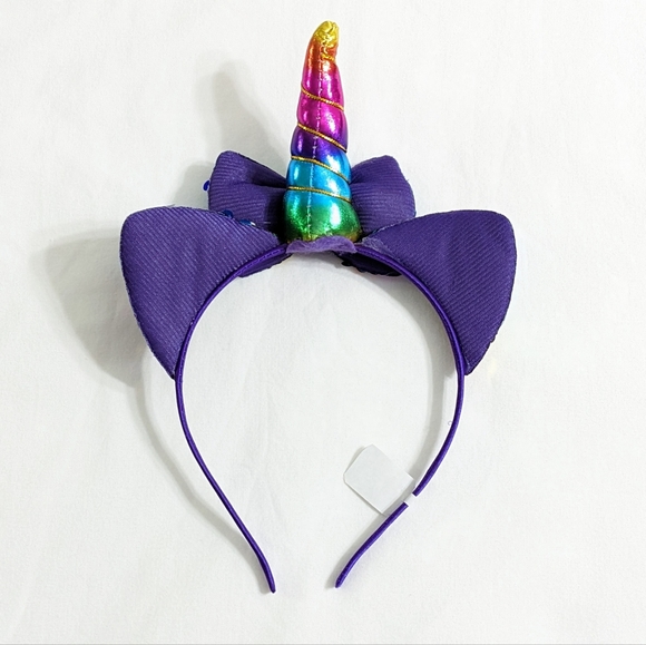 NEW Flip Sequin Rainbow Bow Unicorn Girls Kids Headband Earst - Picture 2 of 2